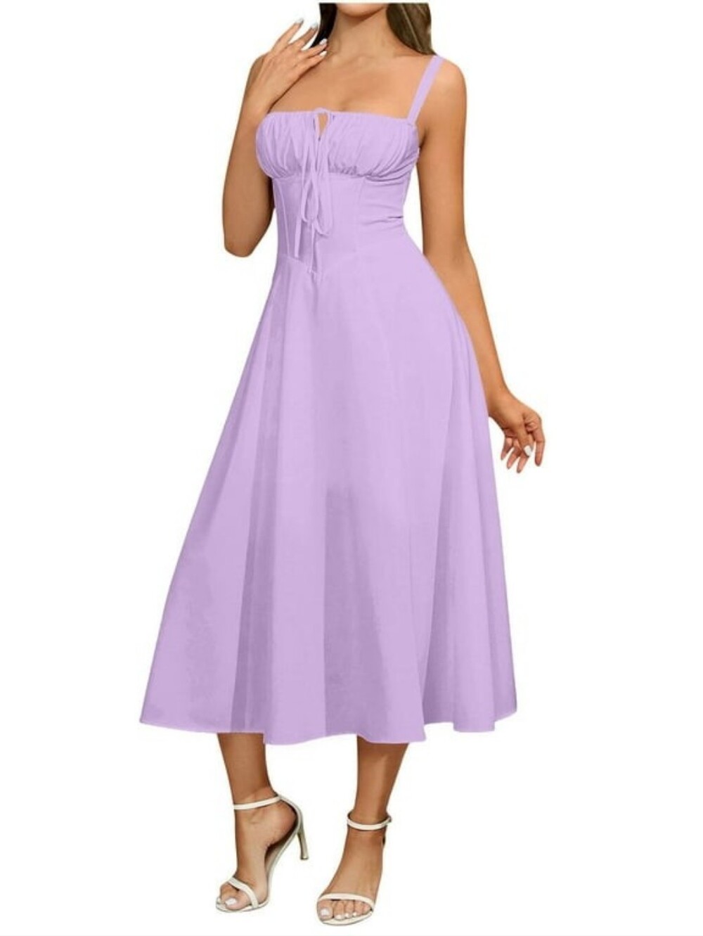 Lilac Tie-Front Midi Sundress - Women